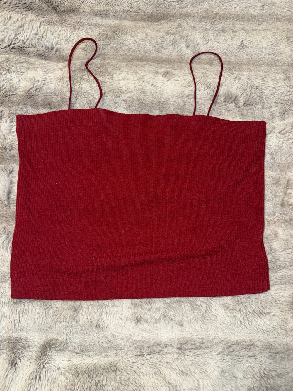 American Eagle Red Ribbed Spaghetti Strap Crop Top - Women